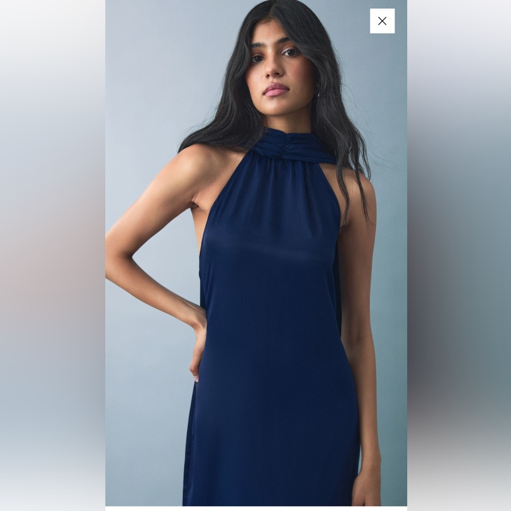 MANGO SATIN HALTER NECK DRESS